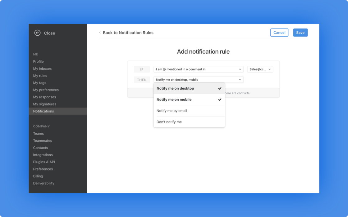 Notification Rules New notification settings and custom notification rules - Front updates