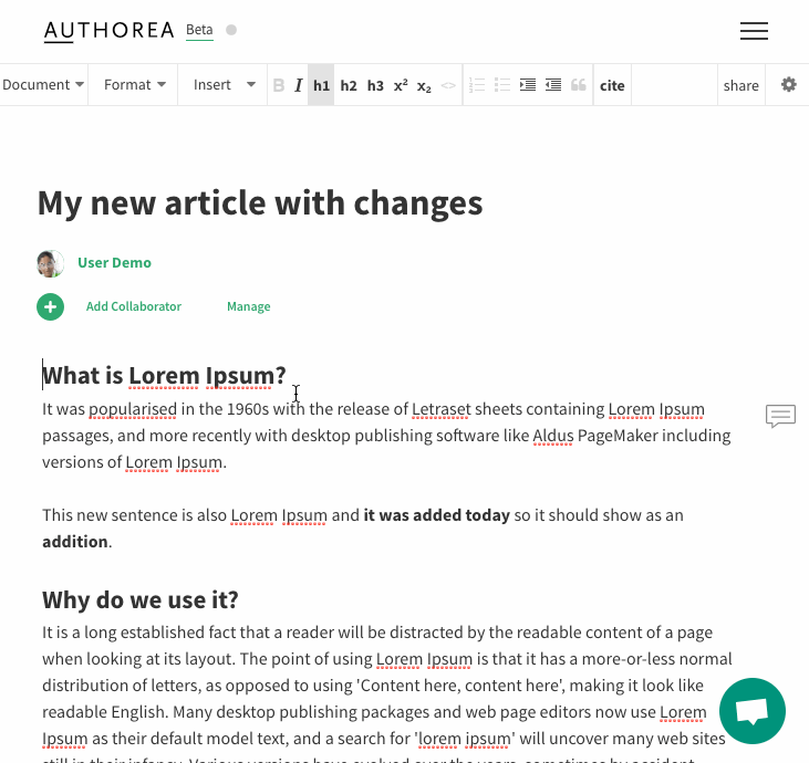 Authorea updates