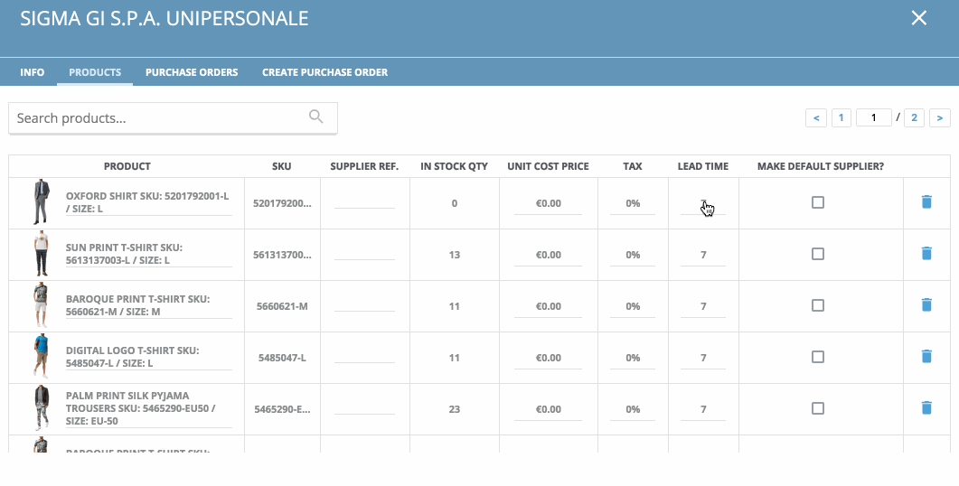 supplier lead times
