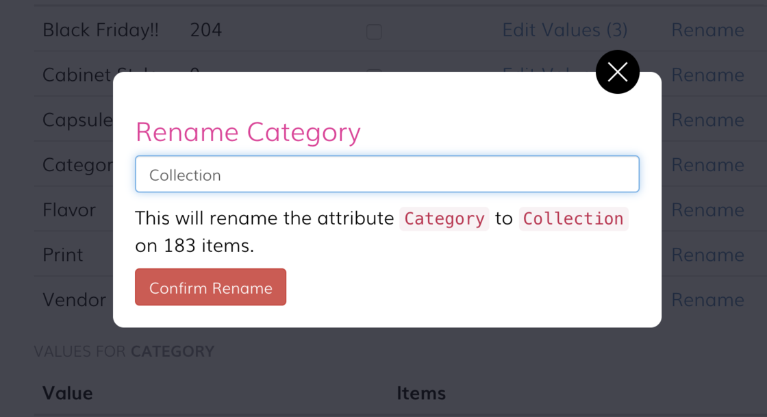 Rename and delete attributes and their values - Sonlet updates