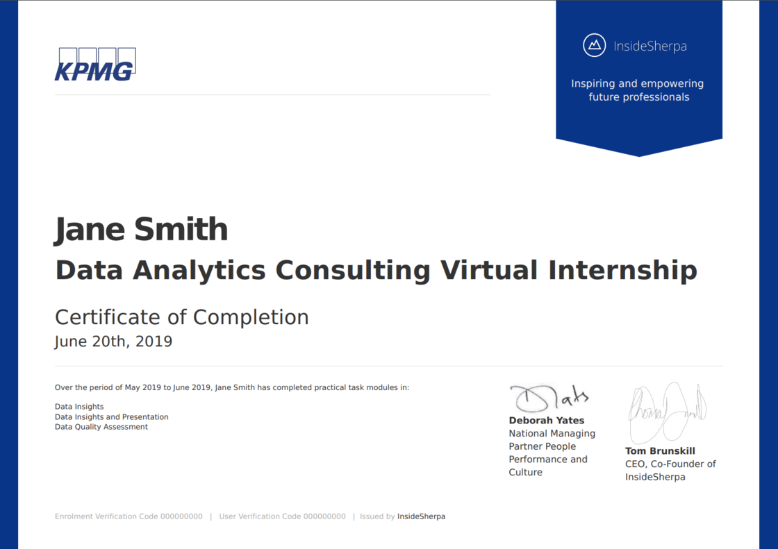 KPMG Virtual Internship Completion Certificates Insidesherpa Updates