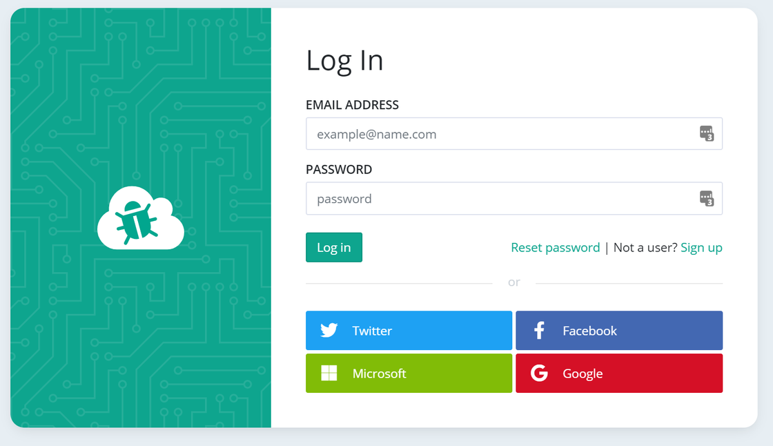 Login page