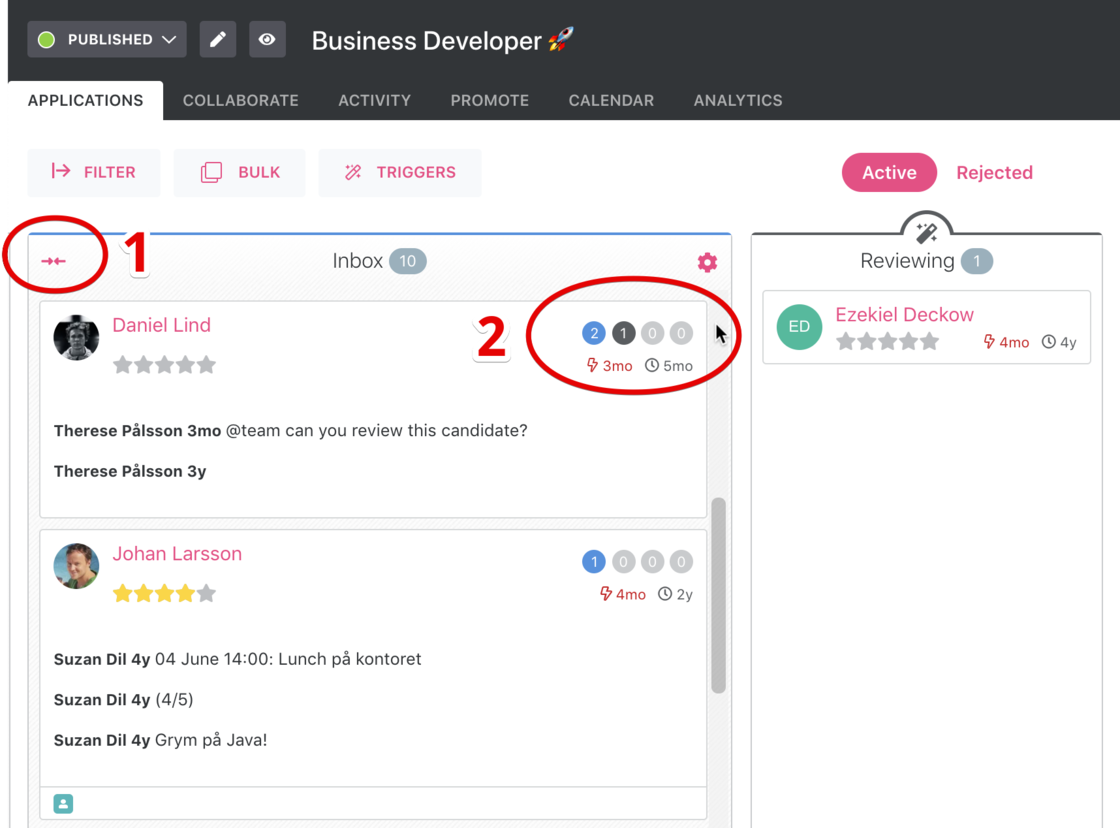 Teamtailor Analytics Candidate applications counter in Stages view - Teamtailor updates