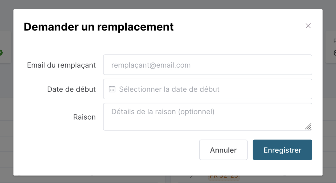 Remplacement utilisateur