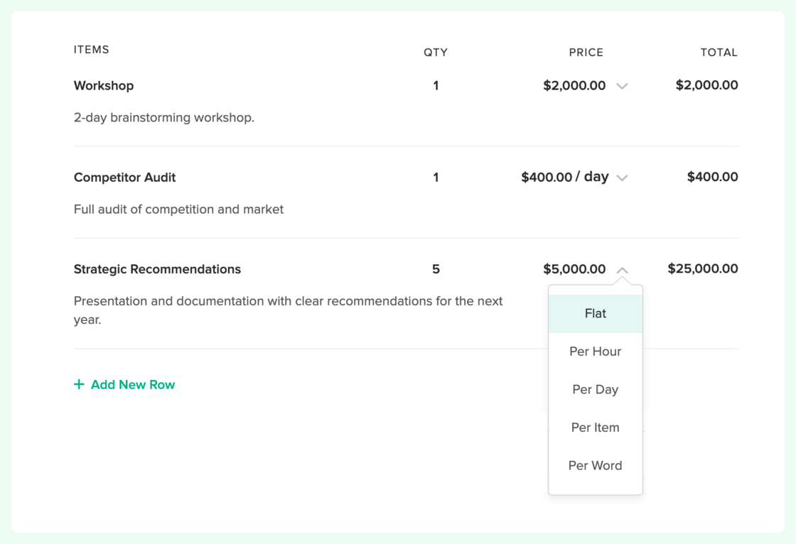 Define your service items’ fee type in invoices and proposals - Bonsai ...