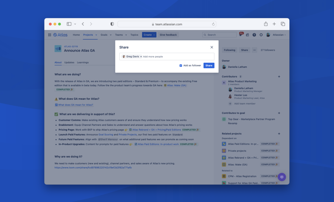 Using Atlassian Atlas 📣 Get the word out about your projects and goals - Atlas by Atlassian ...