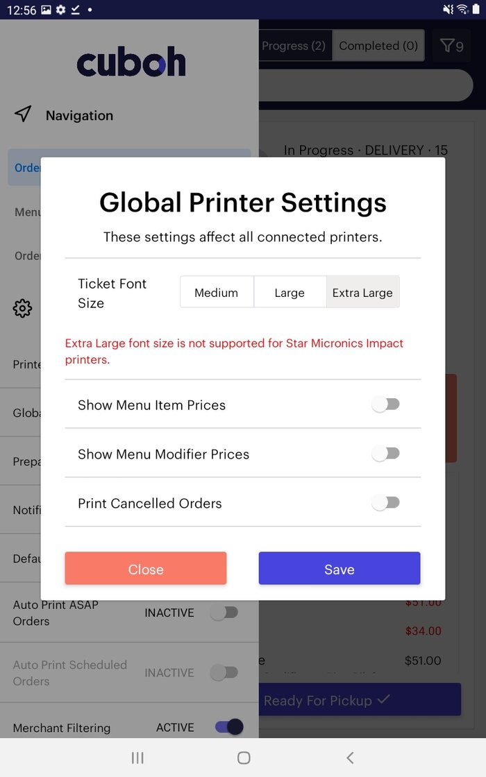 Mobile Table Offline Notification, Extra Large Font Size, TMT88V