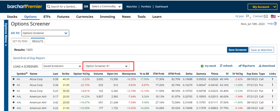 Custom Views for Options Screeners - Barchart.com news