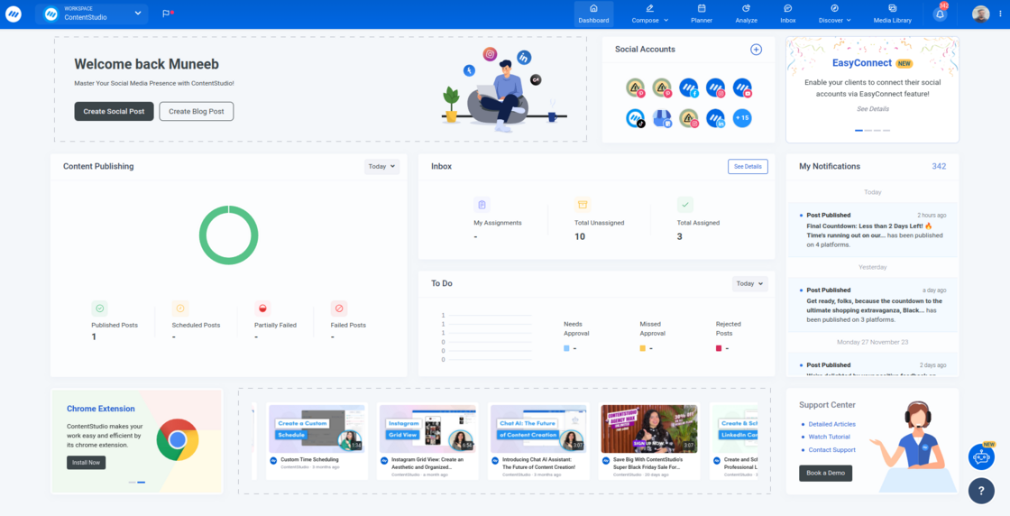 New Dashboard & Improvements - ContentStudio changelog