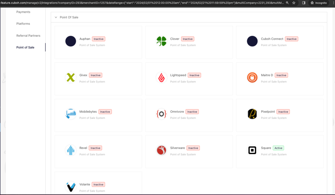 Dashboard - New Point of Sale tab and Integrations page UI improvements ...