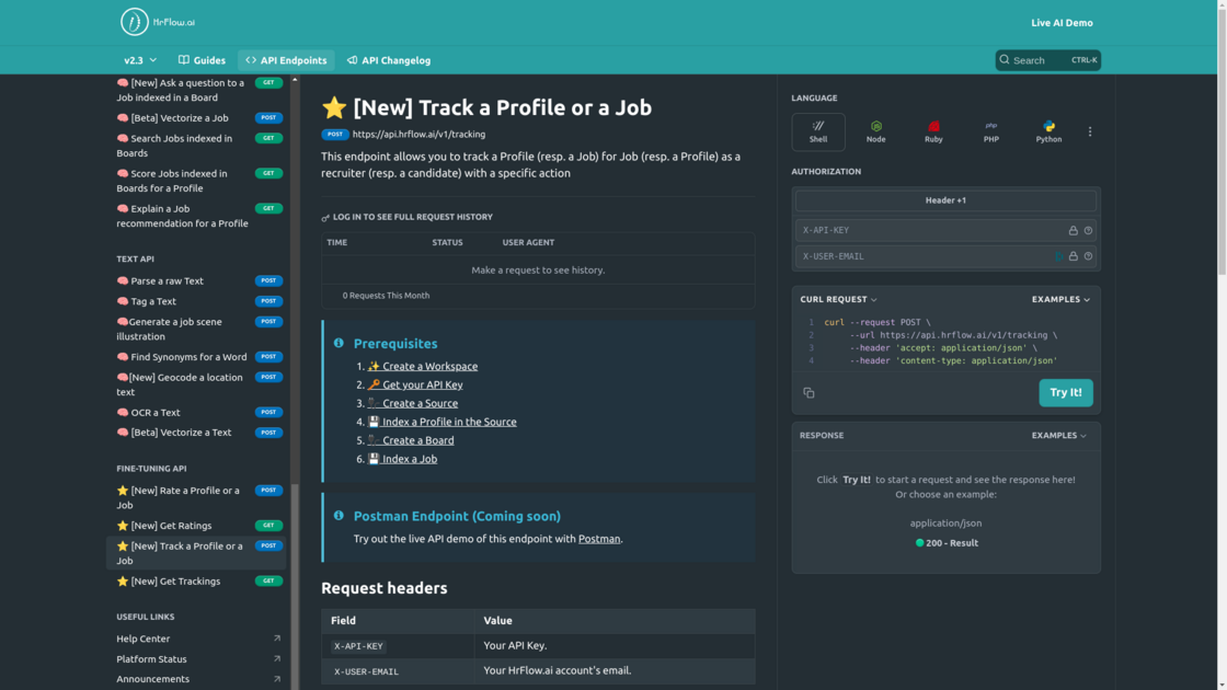 Update Tracker Training Tracking API: Track Profile & Jobs events for data life cycle ...