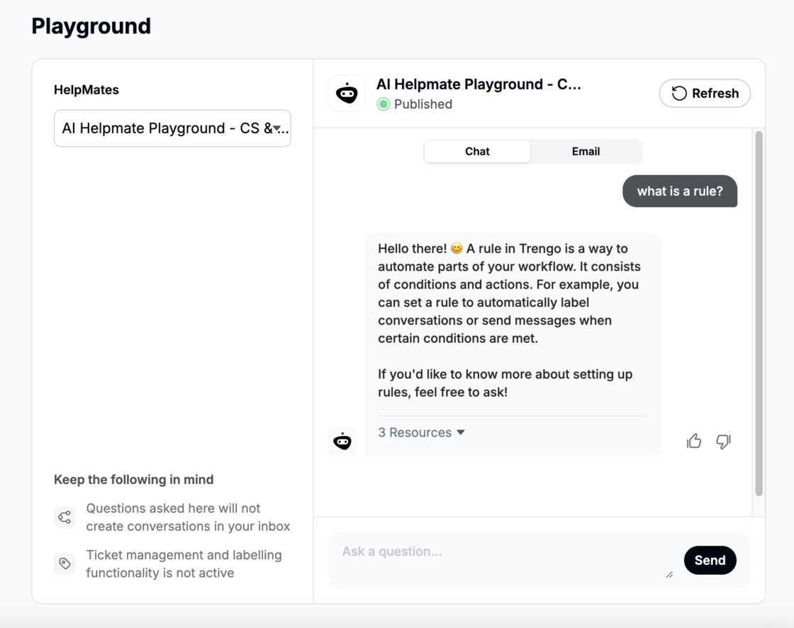 AI update: Playground now shows data sources screenshot 1