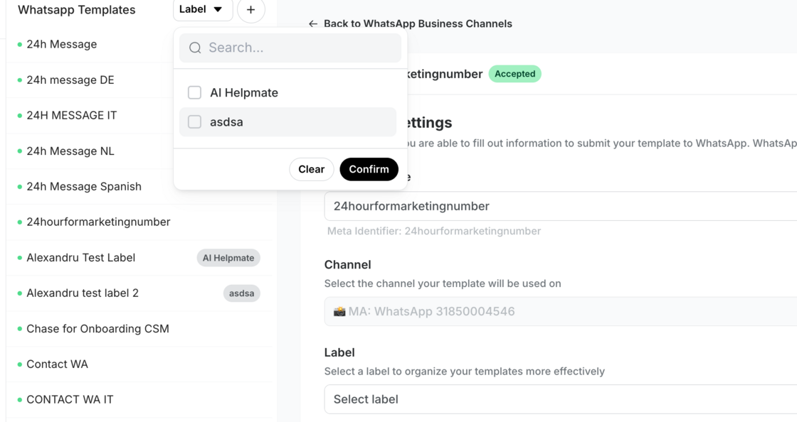 WhatsApp templates now support labels! 🏷️📌 screenshot 1