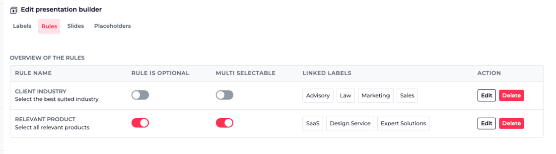Slides Enabling Hub Add rules for Presentation Builder - narrow slide options - SlideHub ...