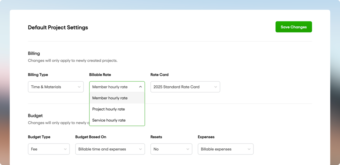 Set default project settings - Bonsai updates