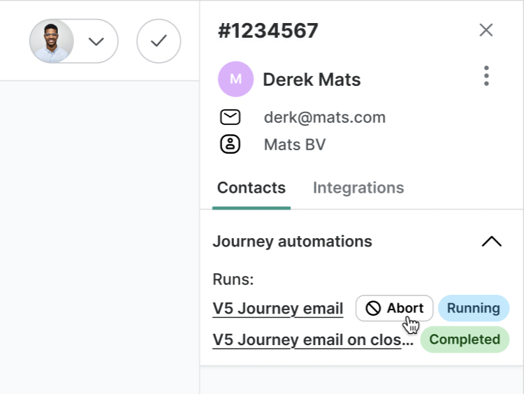 Journeys conversations will start/continue when ticket is assigned screenshot 2