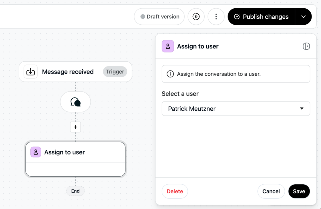 New Journey action live: Assign to user (agent) screenshot 2