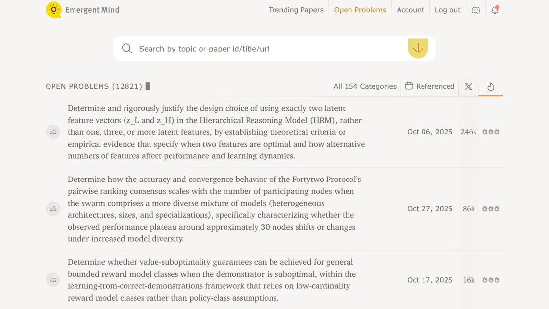 Open Problems Explorer Emergentmind Updates