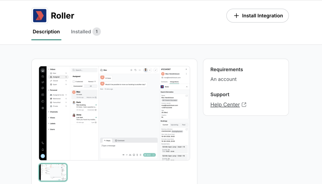 Introducing new Roller integration, solving fragmented guest communication for attractions and entertainment venues screenshot 1