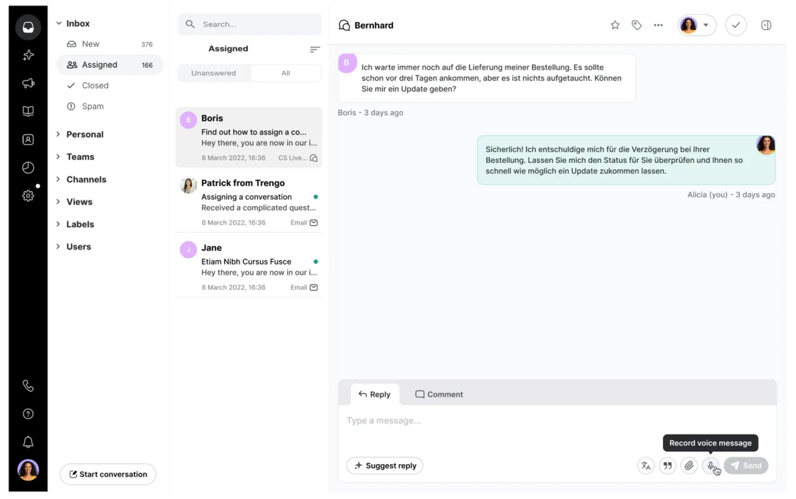 Record & send voice messages on WhatsApp and other messaging channels screenshot 1