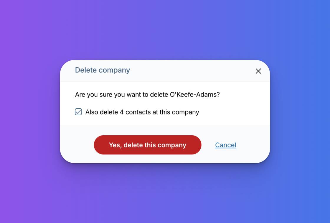New option to delete the contacts associated with a company record ...