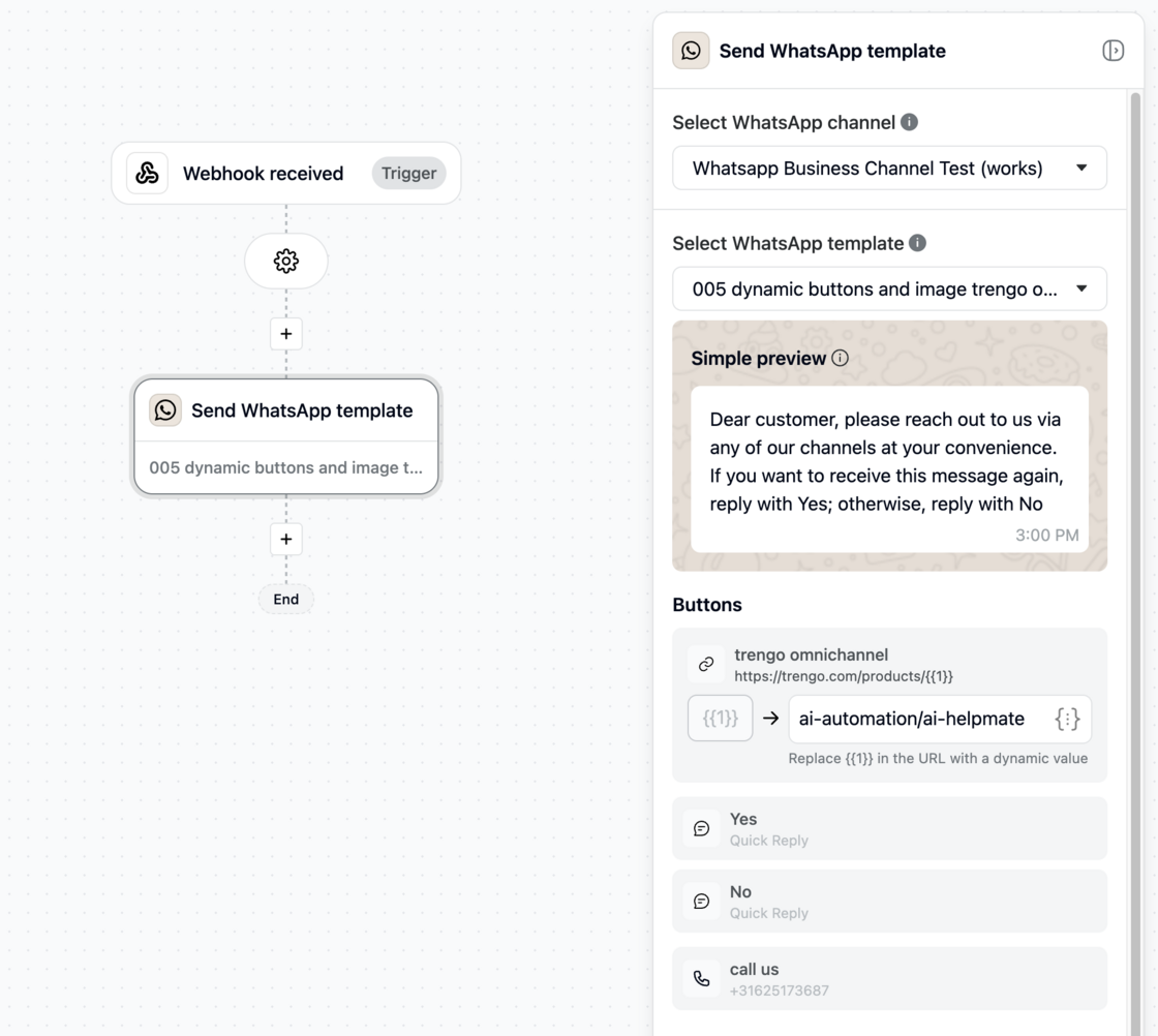 Dynamic URL Buttons in Journeys (WhatsApp) screenshot 1