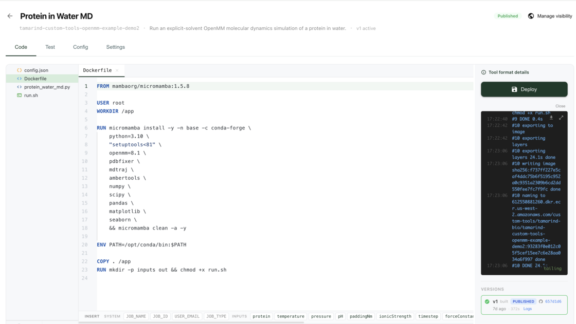Custom tools - Tamarind Bio updates
