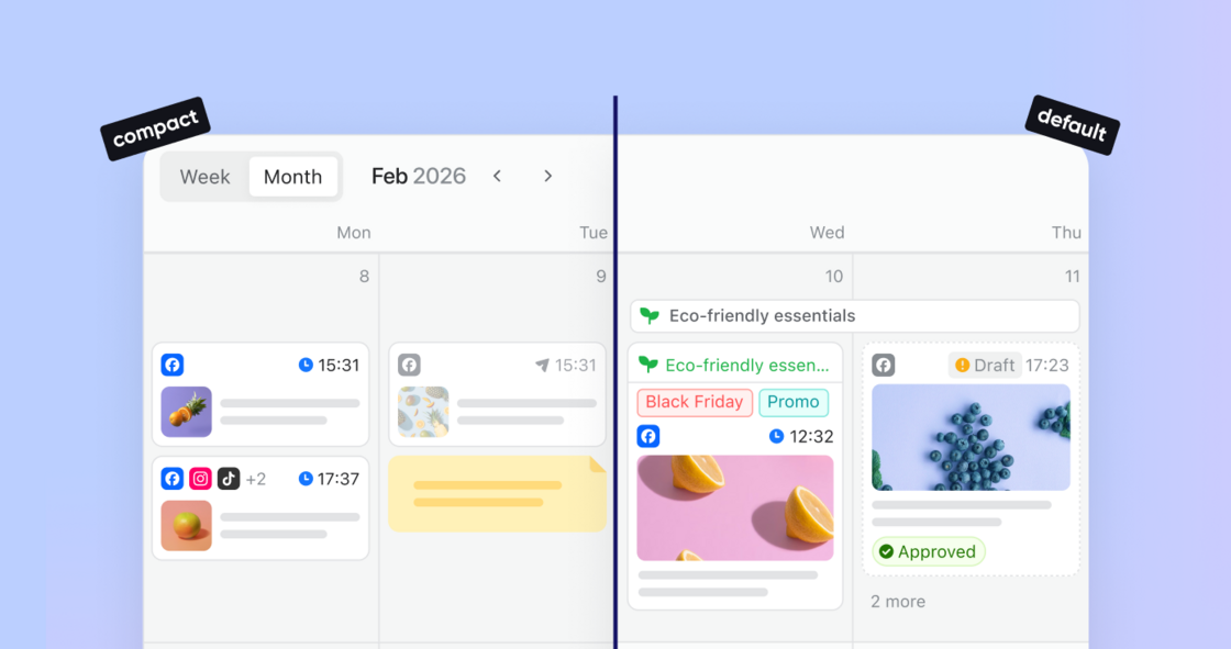 Compact view for the content calendar - Planable updates