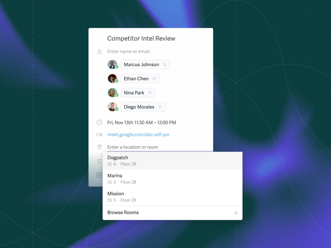 Meeting room suggestions